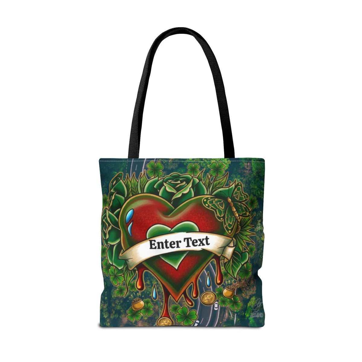 "Lucky Art" Tattoo Heart Urban Shamrock "Custom Text" Nature Splash St. Patrick