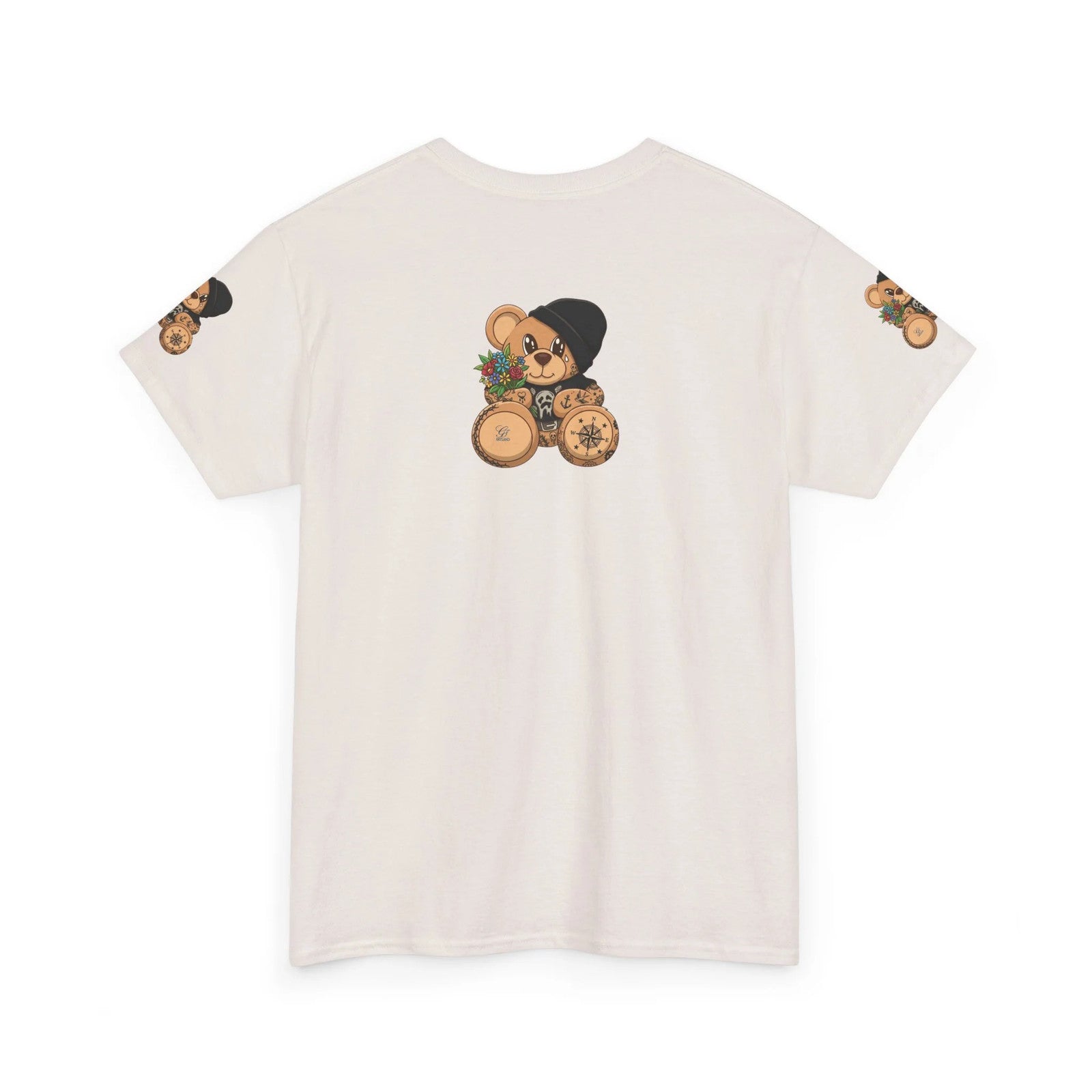 Teddy Bear with Beanie and Compass Tee | Floral Bouquet Graphic by GT Artland