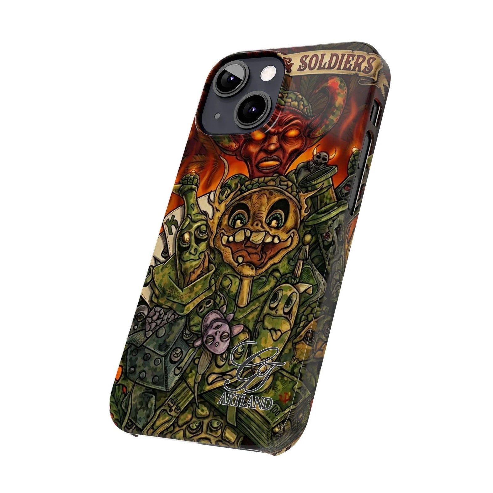 Devils Army Illustration Slim Phone Case | Horror Soldier Art by GT Artland