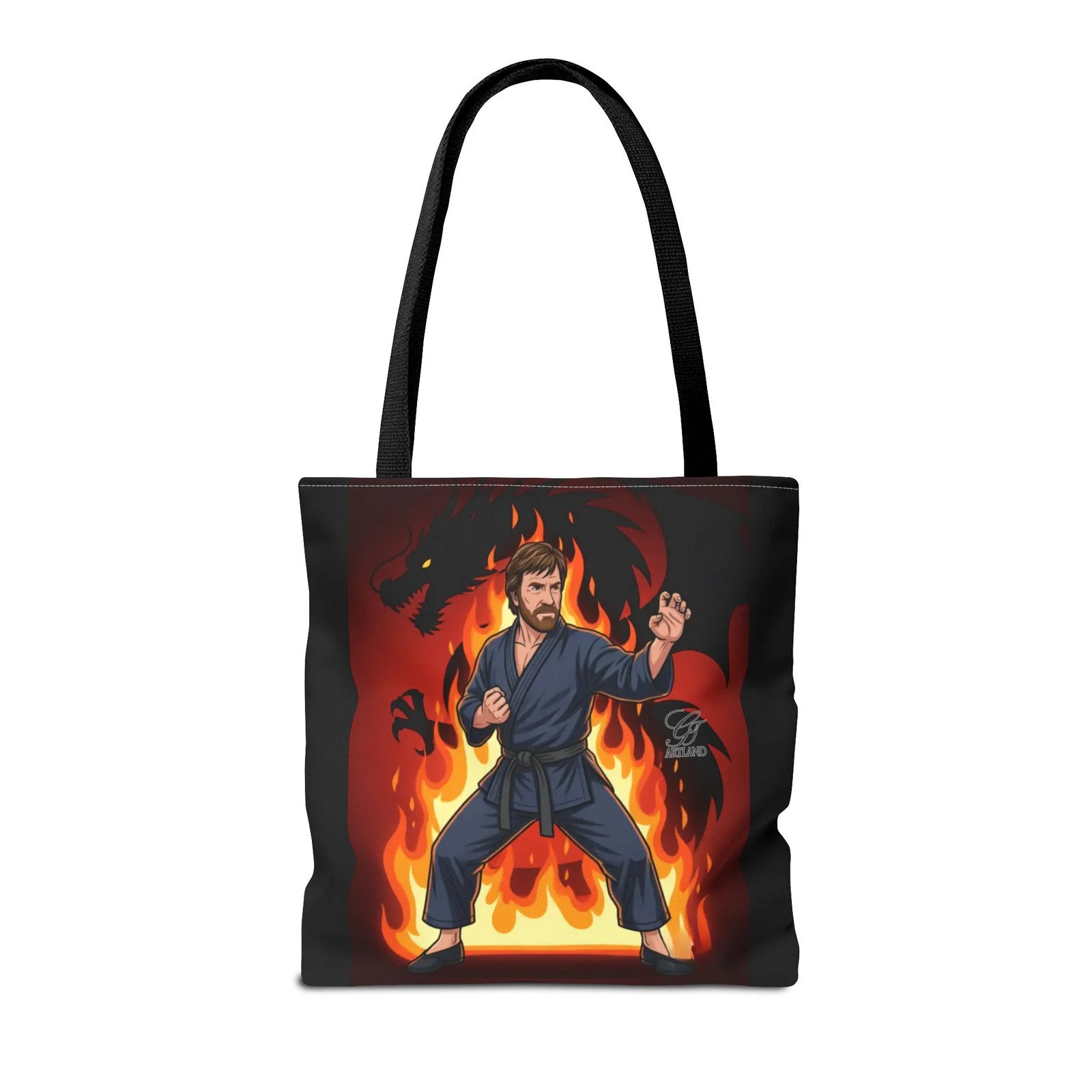 Flame Karate Fighter Chuck Norris Tote Bag | Martial Arts Fire Ninja