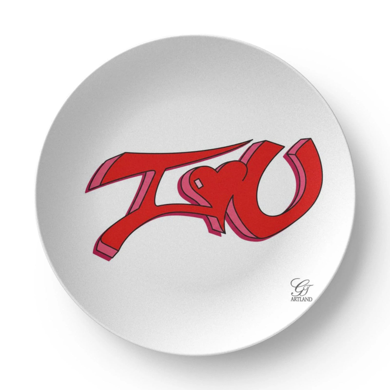 I love you 3d Tag Graphic Square 10” Plate by GT Artland