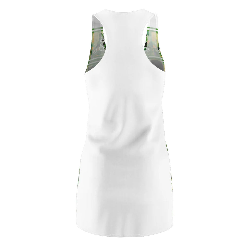 Panda Green Shamrock Designer Women's Cut & Sew Racerback Dress by GT Artland