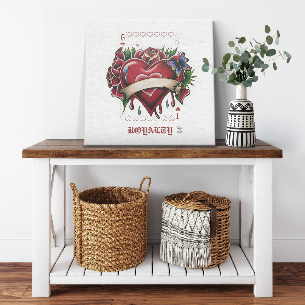 Hearts And Roses Luxury Royalty Card Square Canvas Wrap by GT Artland