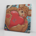 Insta Manga Teddy Bear Love Heart Cute Designer Square Canvas Wrap by GT Artland