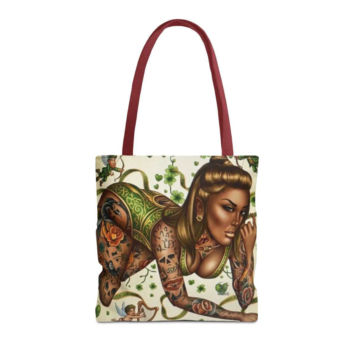 Ebony St Patrick Theme Tattoo Hot Sexy Vixen Designer Tote Bag by GT Artland