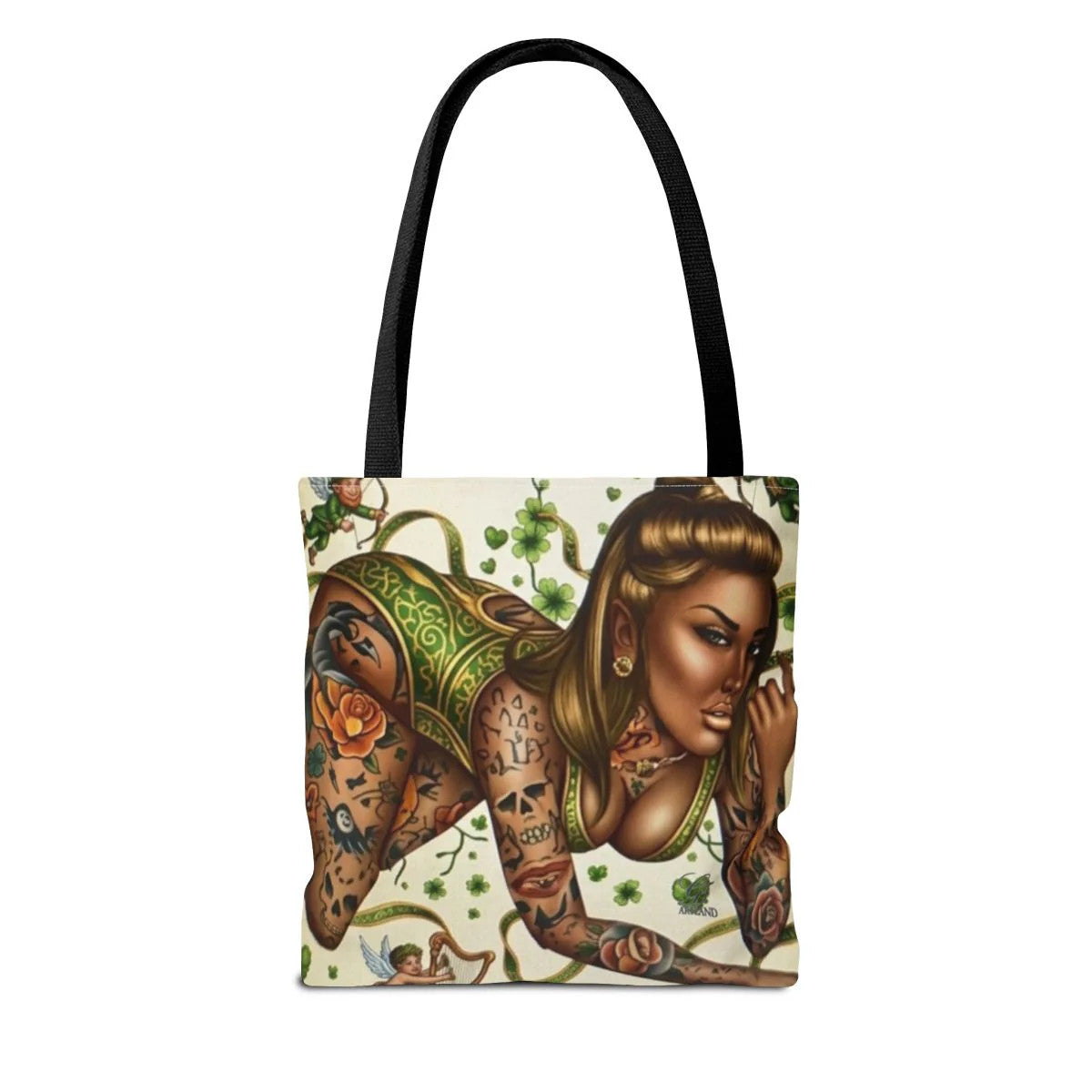 Ebony St Patrick Theme Tattoo Hot Sexy Vixen Designer Tote Bag by GT Artland