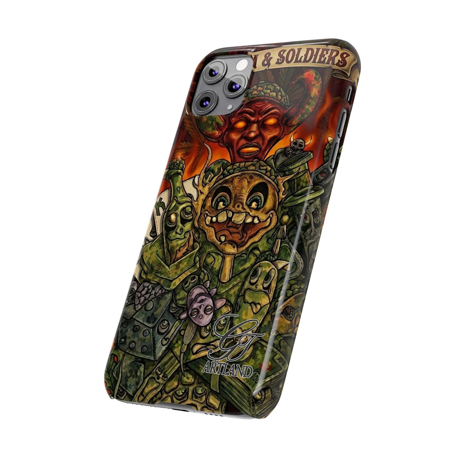 Devils Army Illustration Slim Phone Case | Horror Soldier Art by GT Artland
