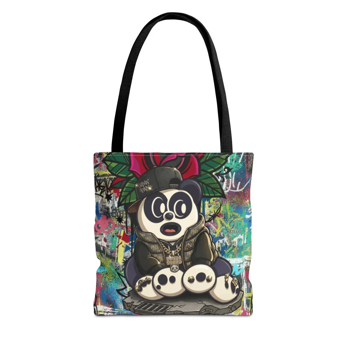 Hip Hop Panda Urban Designer Tattoo Rose Splash Tote Bag Designer | All-Over