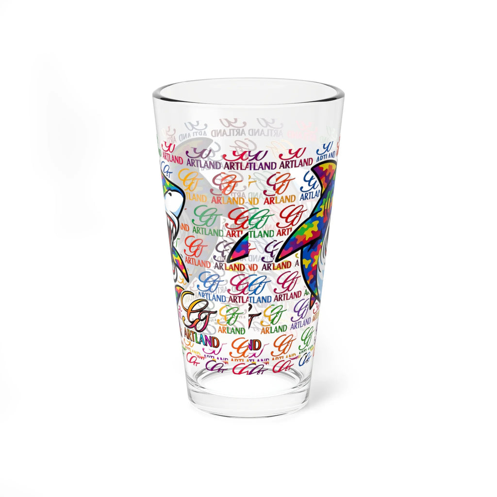 Colorful Shark GT Illustration Mixing Glass by GT Artland