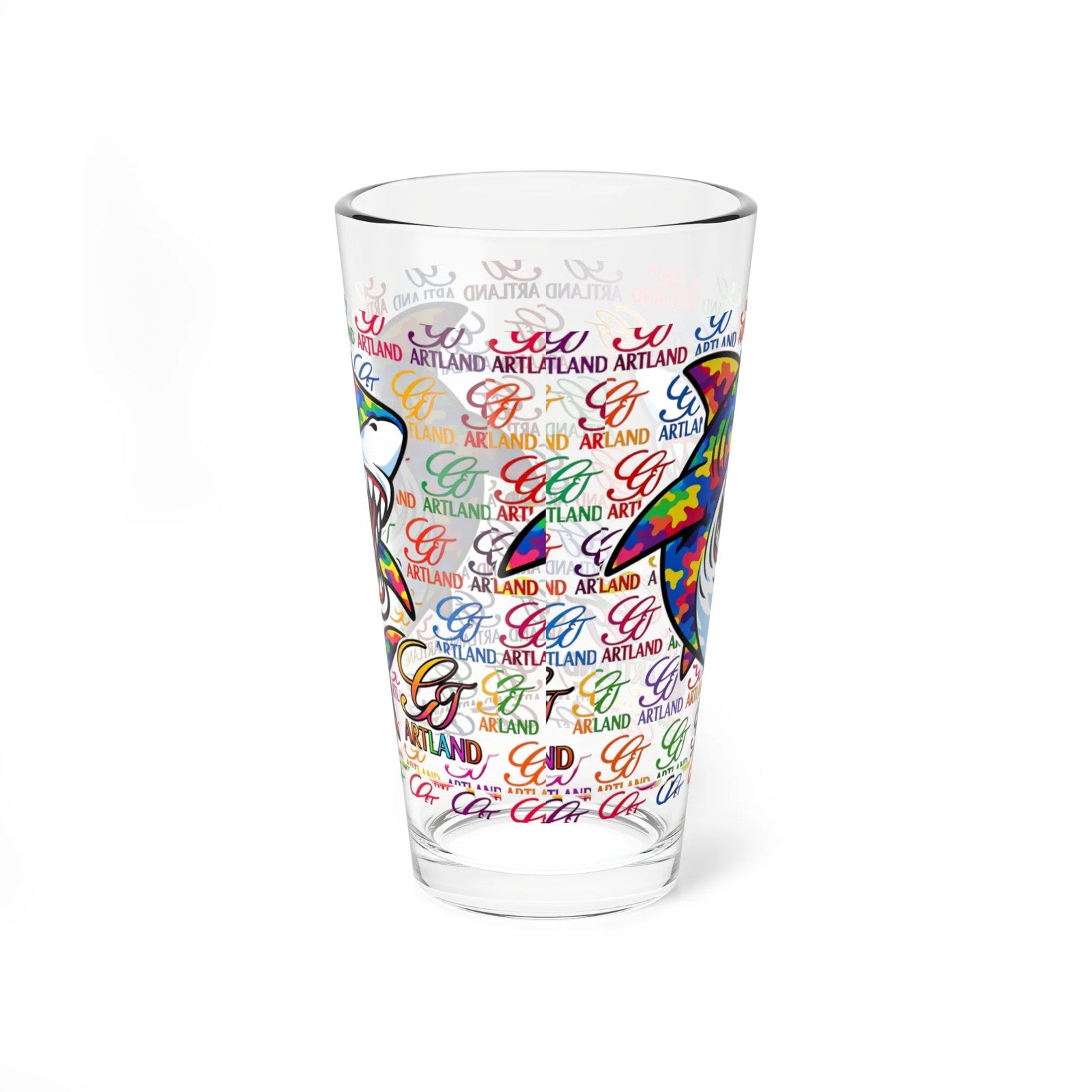 Colorful Shark GT Illustration Mixing Glass by GT Artland