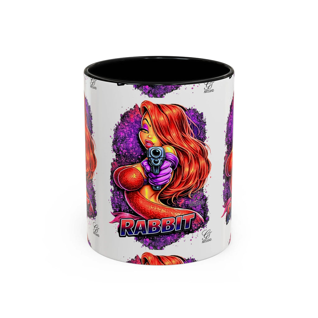 Pinup Redhead Vixen with Gun Rabbit Mug | Accent Coffee Mug 11oz 15oz by GT