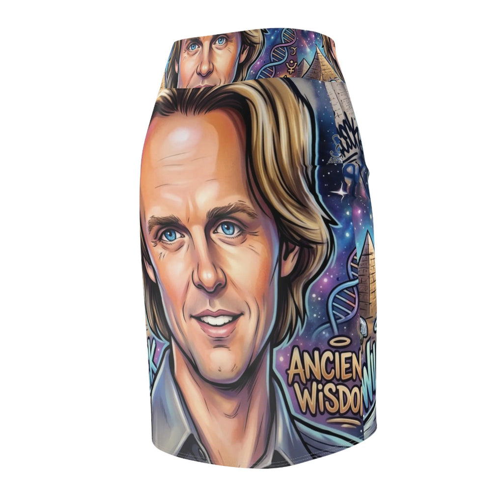 David Wilcock Retro Celebrity Portrait Pencil Skirt | Pop Art Face Illustration