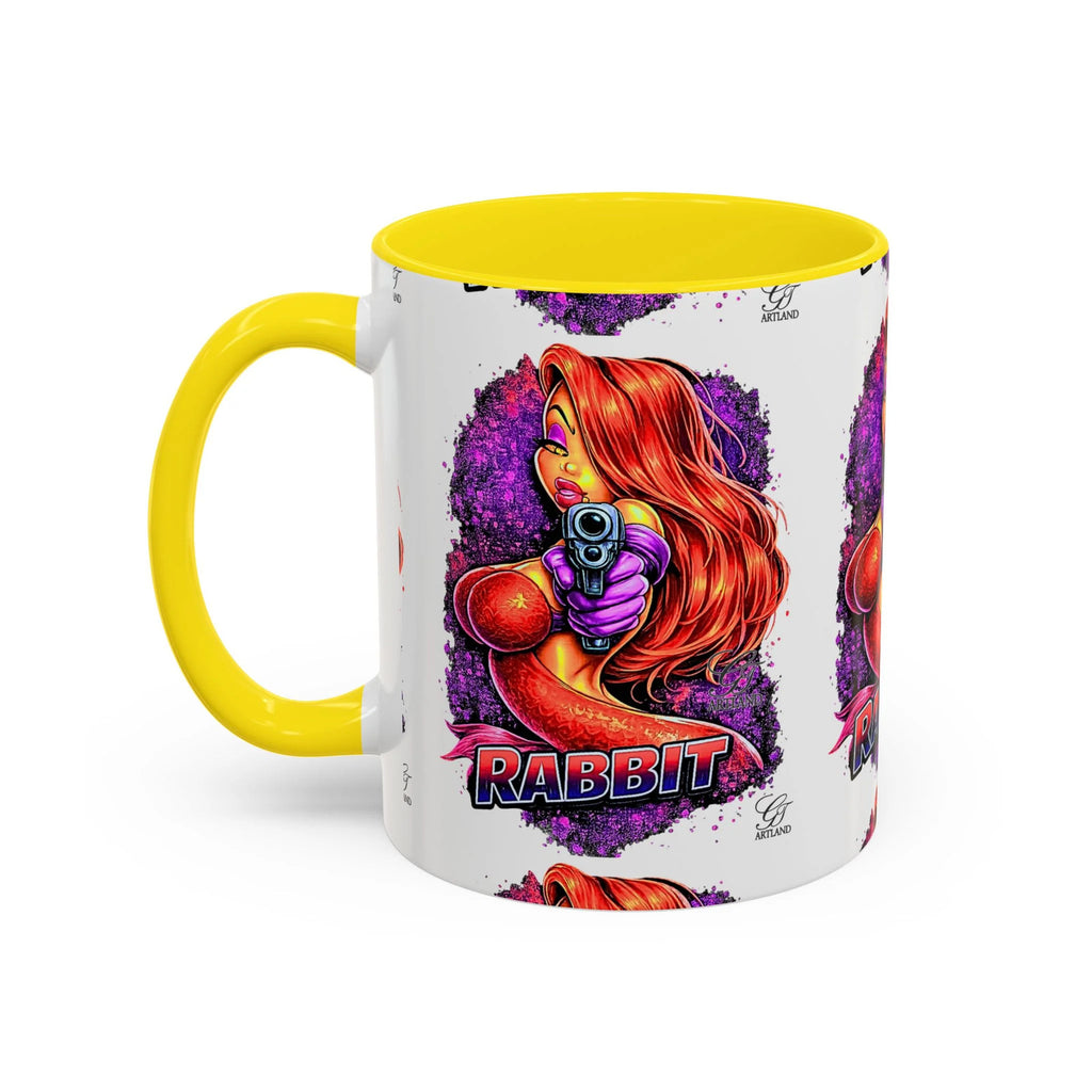 Pinup Redhead Vixen with Gun Rabbit Mug | Accent Coffee Mug 11oz 15oz by GT
