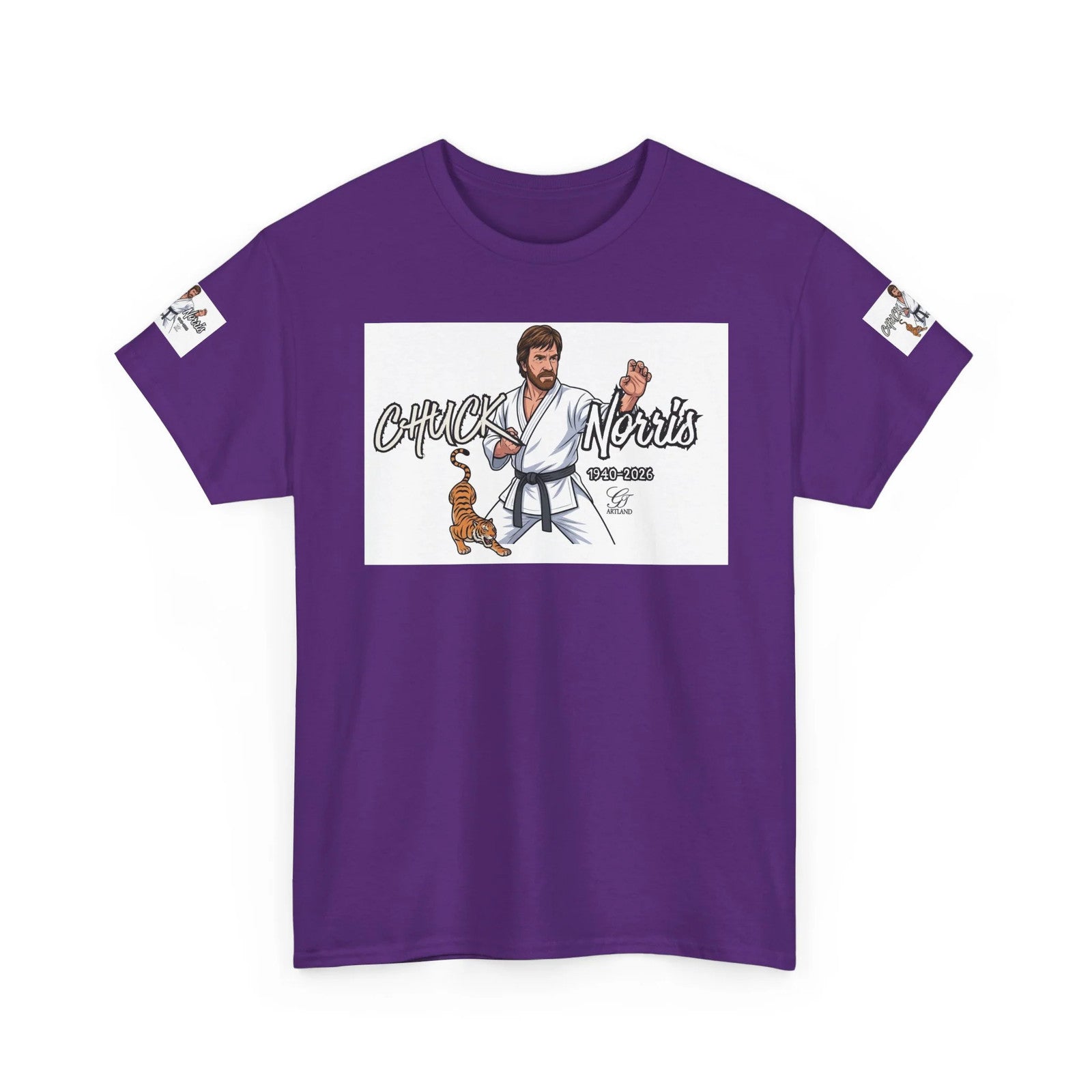 Chuck Norris Legend Martial Artist Cartoon with Tiger Tee | Retro Karate