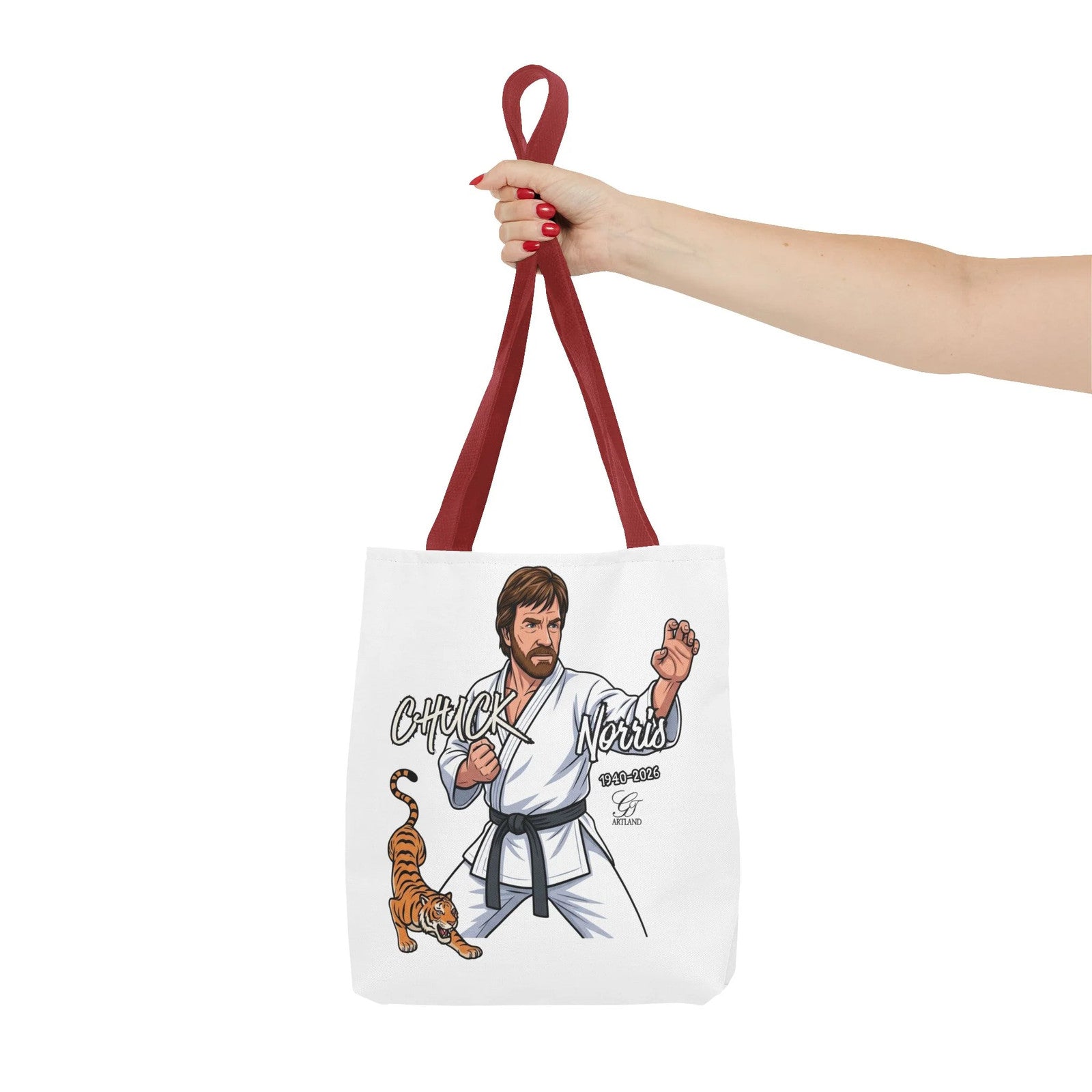 Chuck Norris karate pose Tote Bag | martial arts tiger illustration by GT
