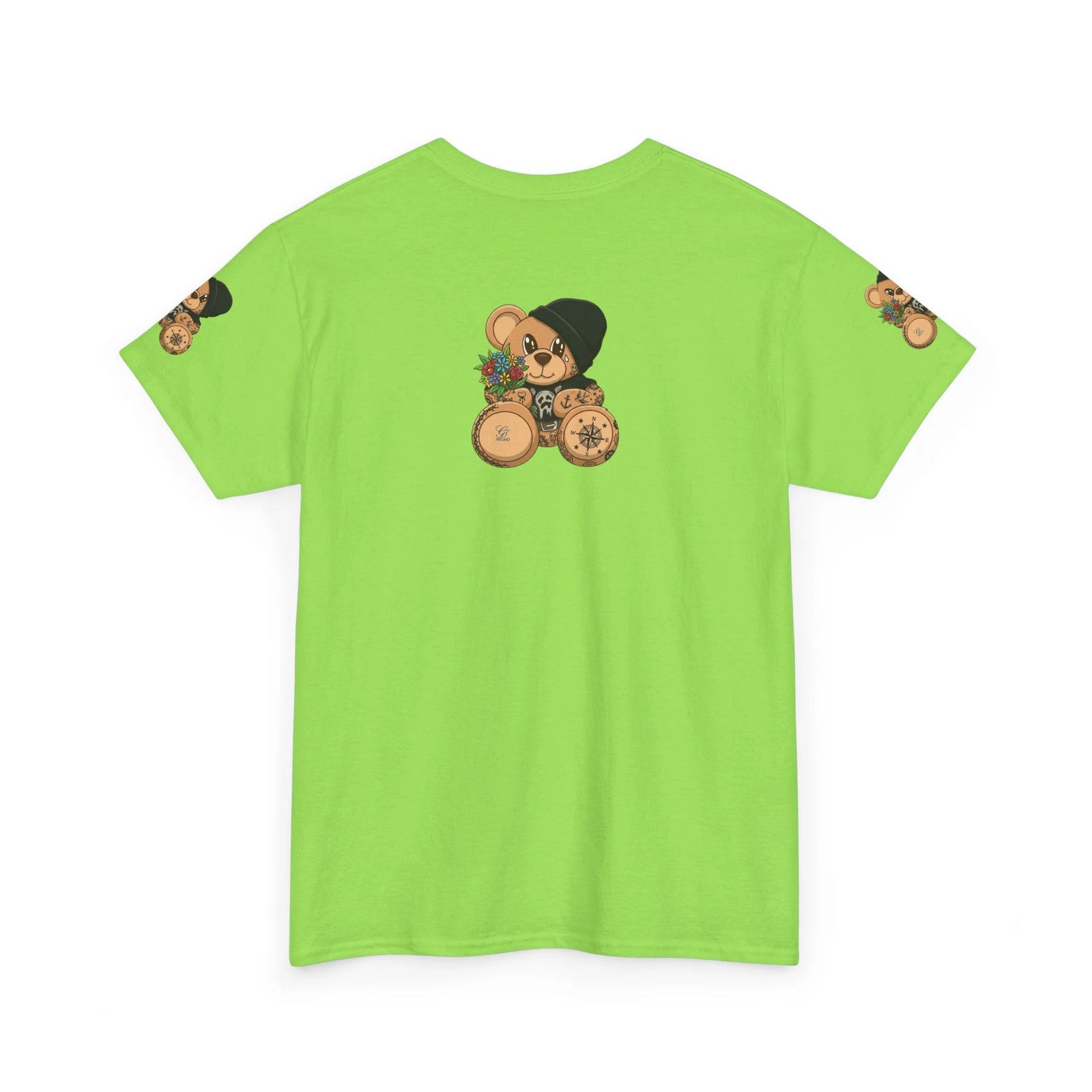 Teddy Bear with Beanie and Compass Tee | Floral Bouquet Graphic by GT Artland