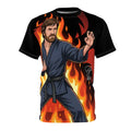 Martial Artist Chuck Norris Illustration Tee | Flames Karate Fighter by GT