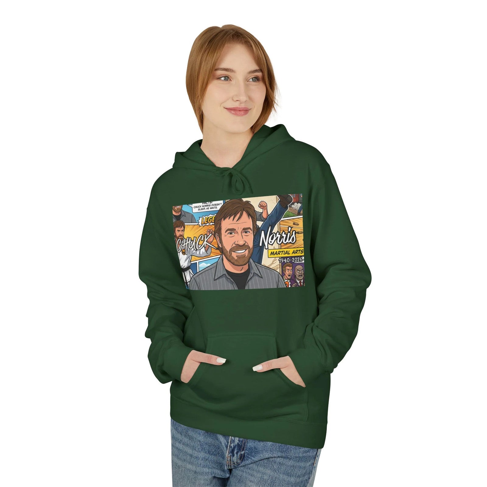 Chuck Norris Portrait Hoodie | Martial Arts Comic Illustration by GT Artland