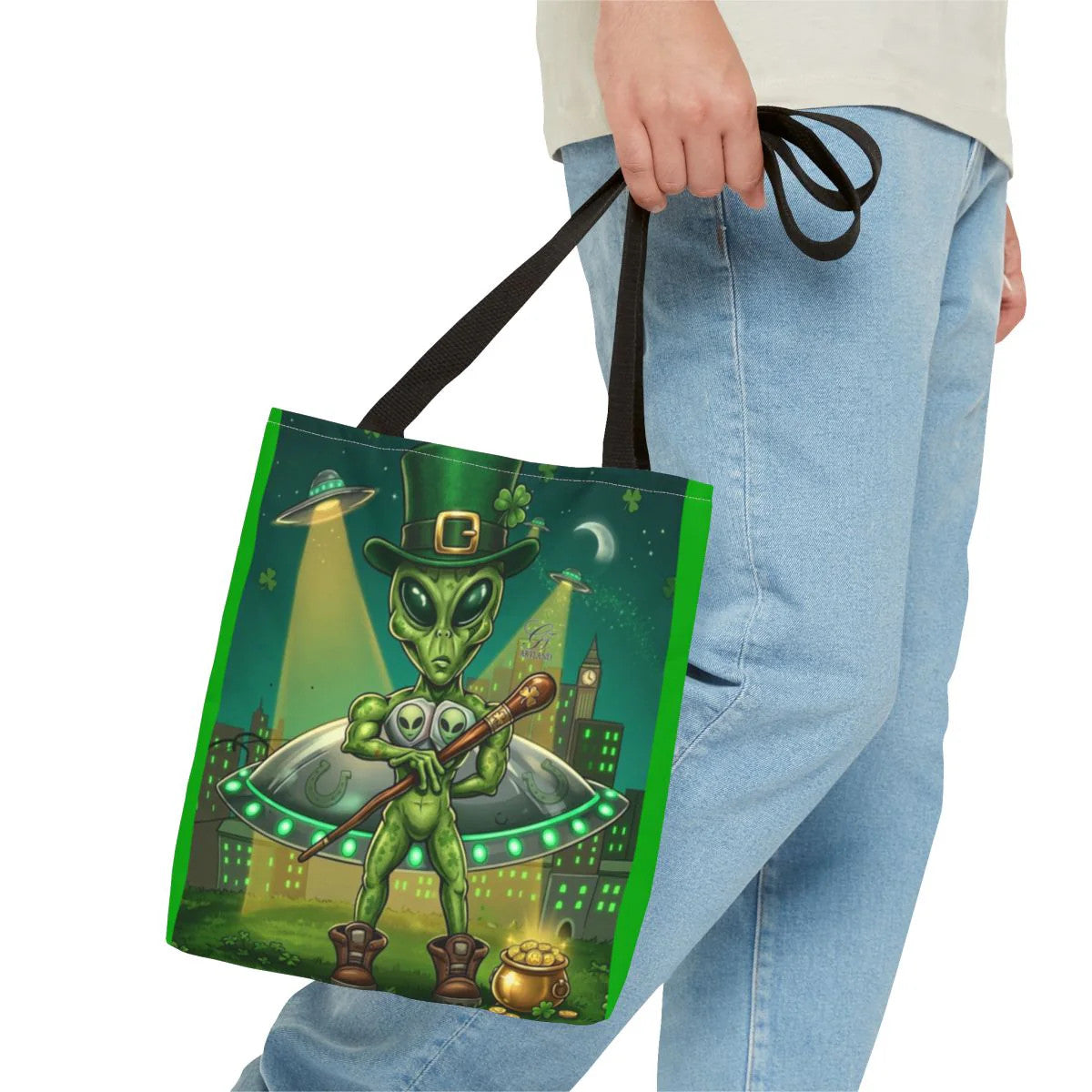 "Lucky Art" Urban Shamrock Designer Alien UFO Graffiti St. Patrick Theme