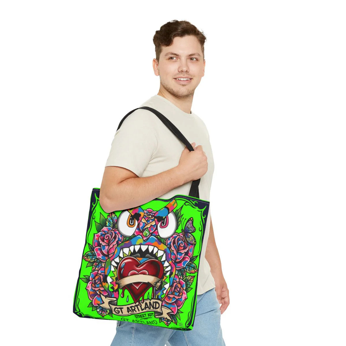 Colorful Gape Tattoo Monster Heart Tote Bag Slime Green Designer Edition |