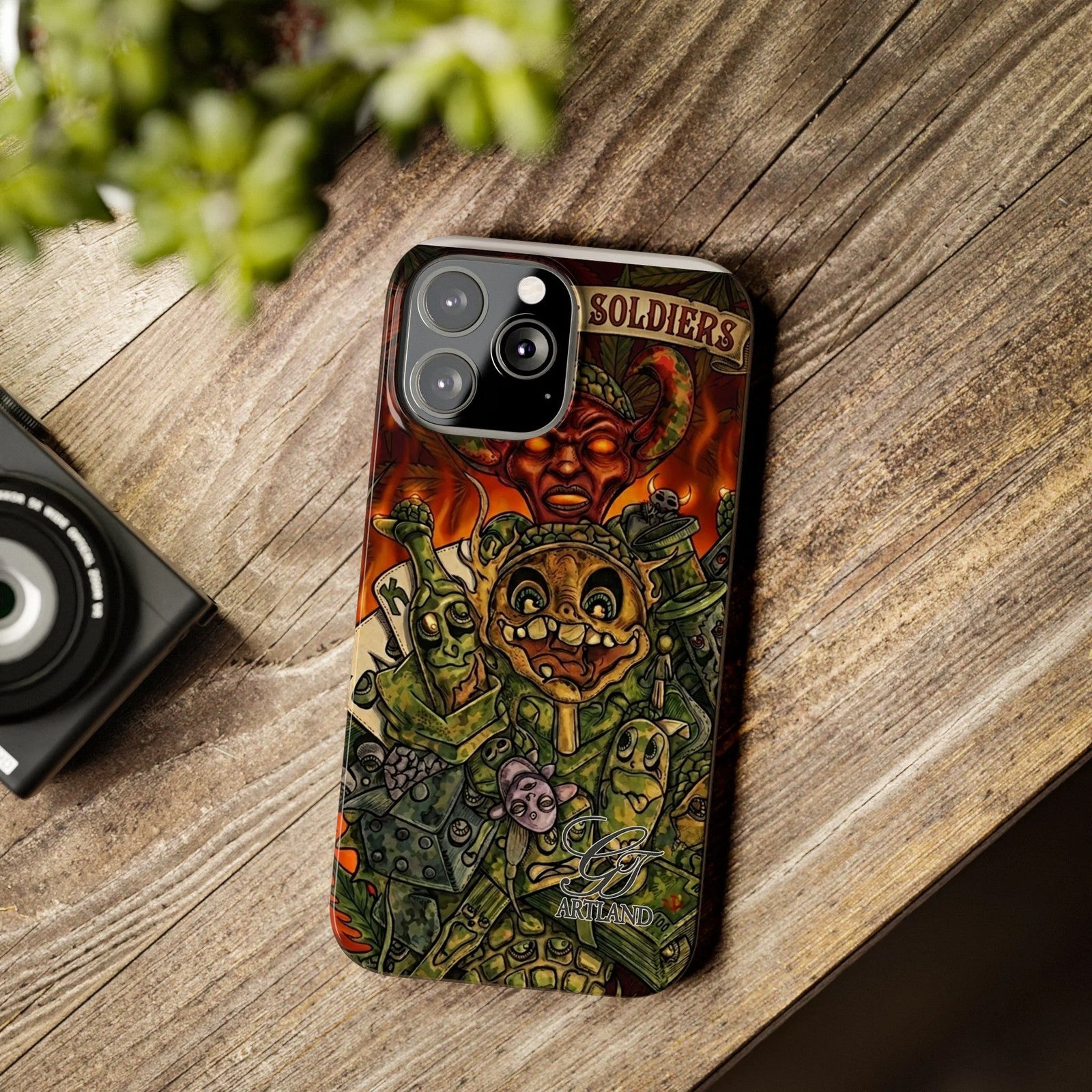 Devils Army Illustration Slim Phone Case | Horror Soldier Art by GT Artland