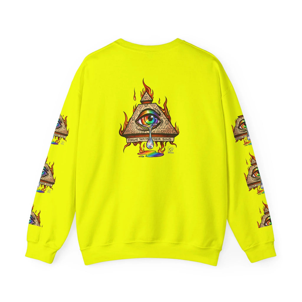 Psychedelic All-Seeing Eye Sweatshirt | Triangle Eye Flame Rainbow Drip by GT