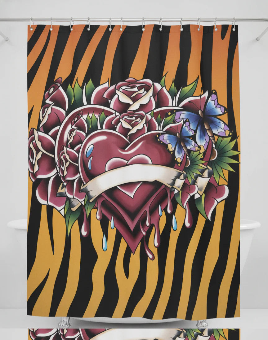 Wild Tiger Hearts And Roses Personalized Custom Tattoo Exotic High Fashion