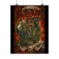 Sin & Soldiers poster | psychedelic horror artwork, flames & skulls vertical