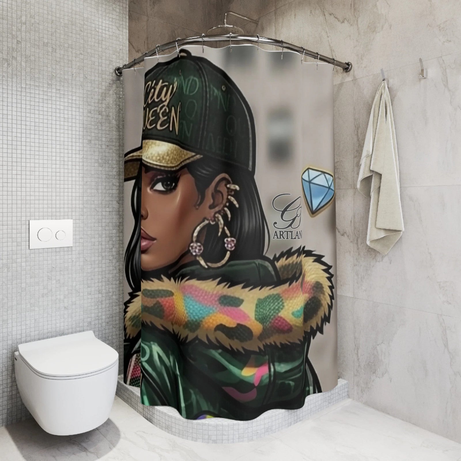 City Queen Shower Curtain -Bathroom