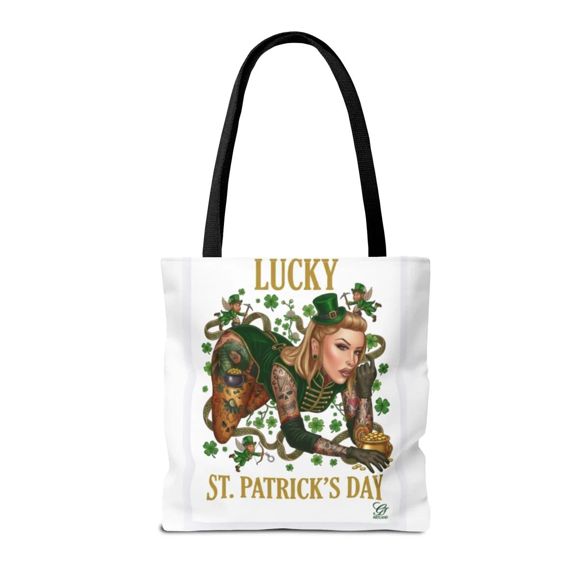 "Lucky" St Patrick's Day Tattoo Hot Sexy Vixen Designer Tote Bag by GT Artland