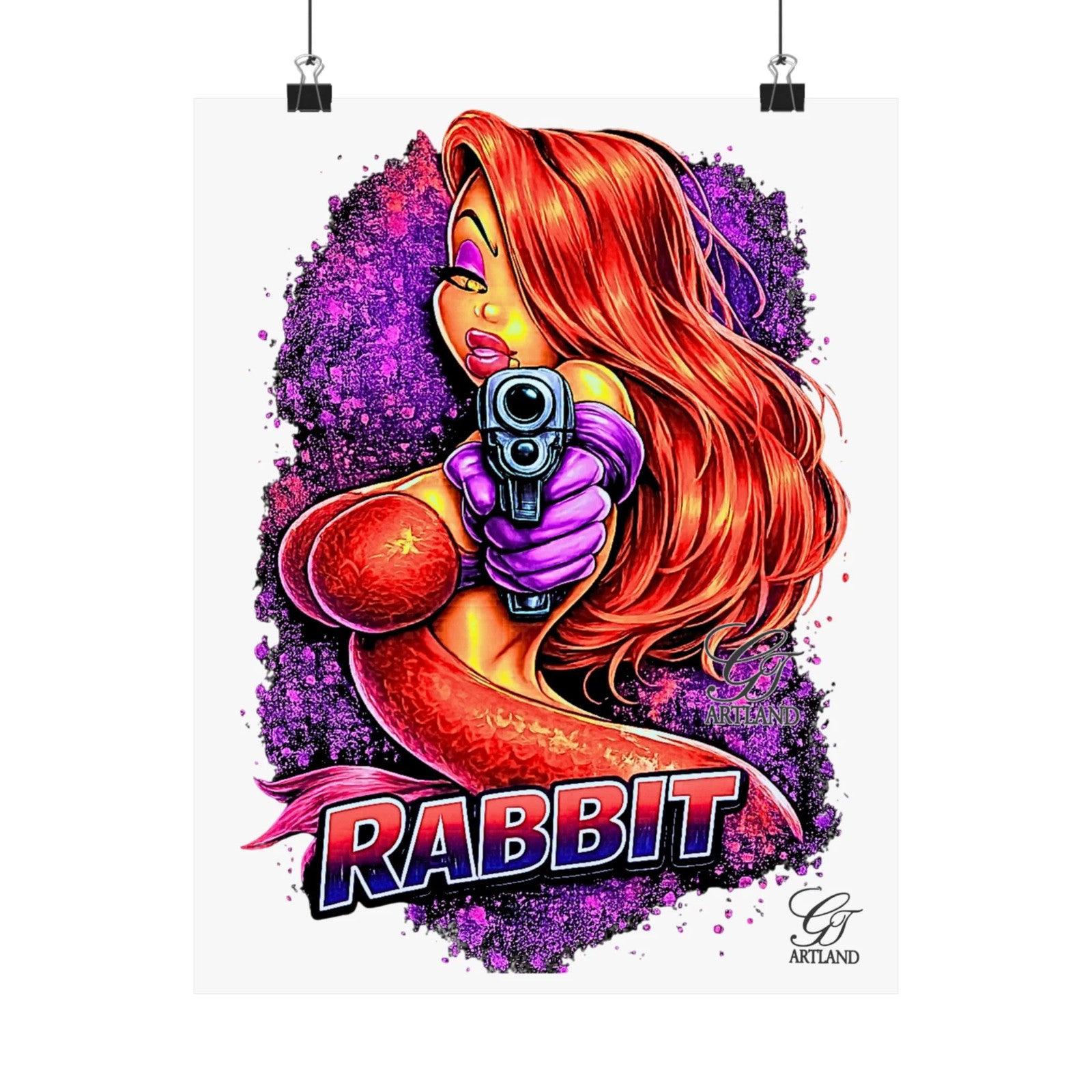 Rabbit Pinup Vixen Girl Poster | Matte Vertical Poster, Retro Cartoon Art Clean