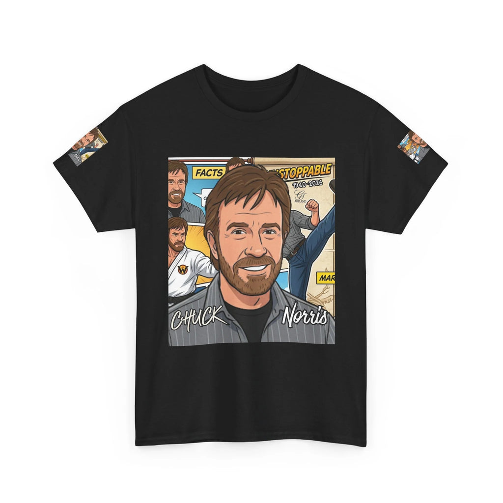 Chuck Norris Legacy Retro Martial Artist Portrait T-Shirt | Comic Style