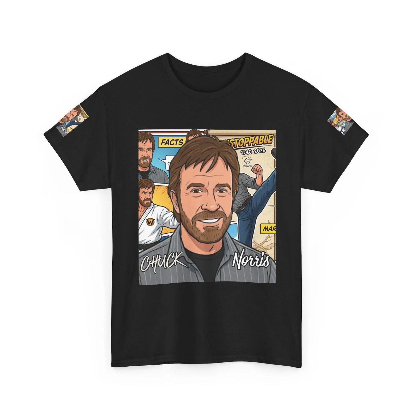 Chuck Norris Legacy Retro Martial Artist Portrait T-Shirt | Comic Style