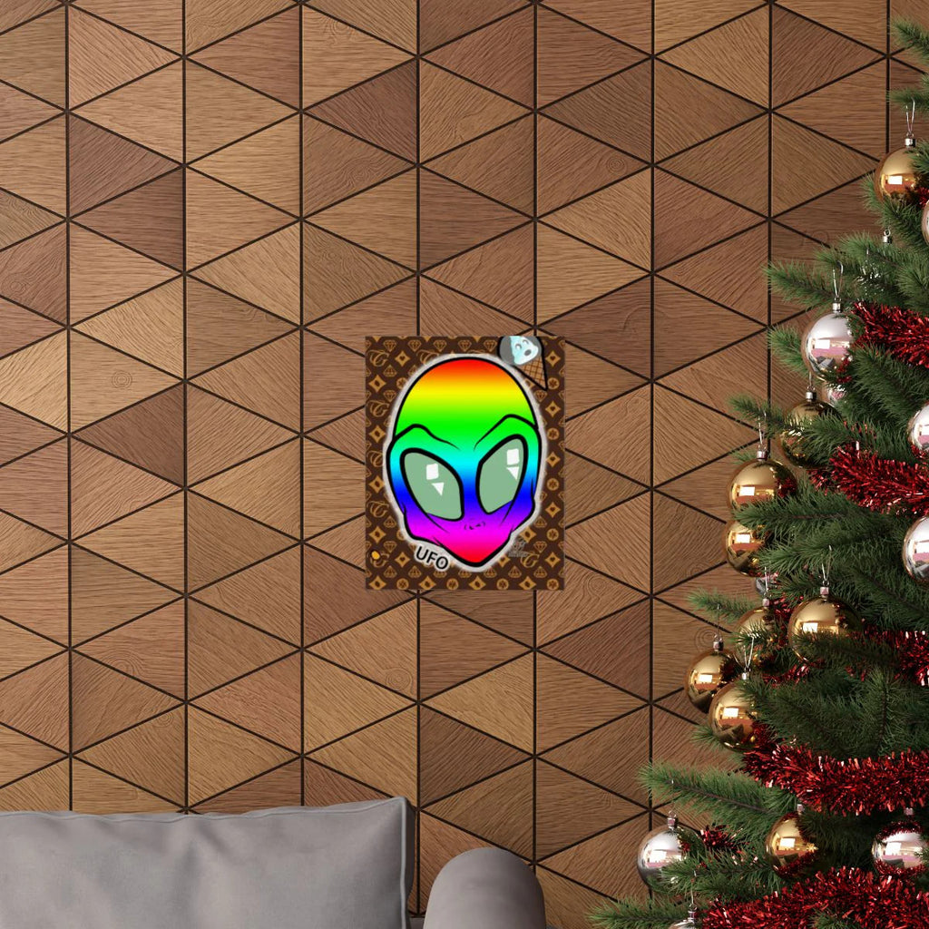 Rainbow Alien UFO Designer High Fashion Graffiti Designer Matte Vertical