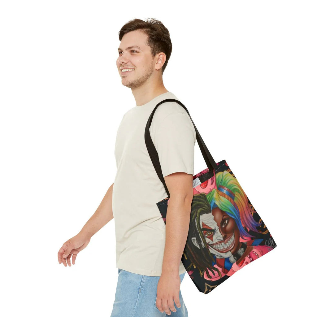 Crazy Love Clown and Vixen Half Face Designer HD Tote Bag Designer | All-Over