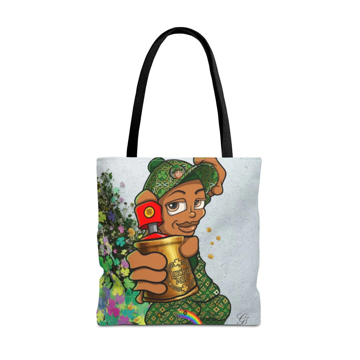 "Lucky Art" Spray Can Ebony Couple (Boy/Girl) St Patrick Theme Designer Tote