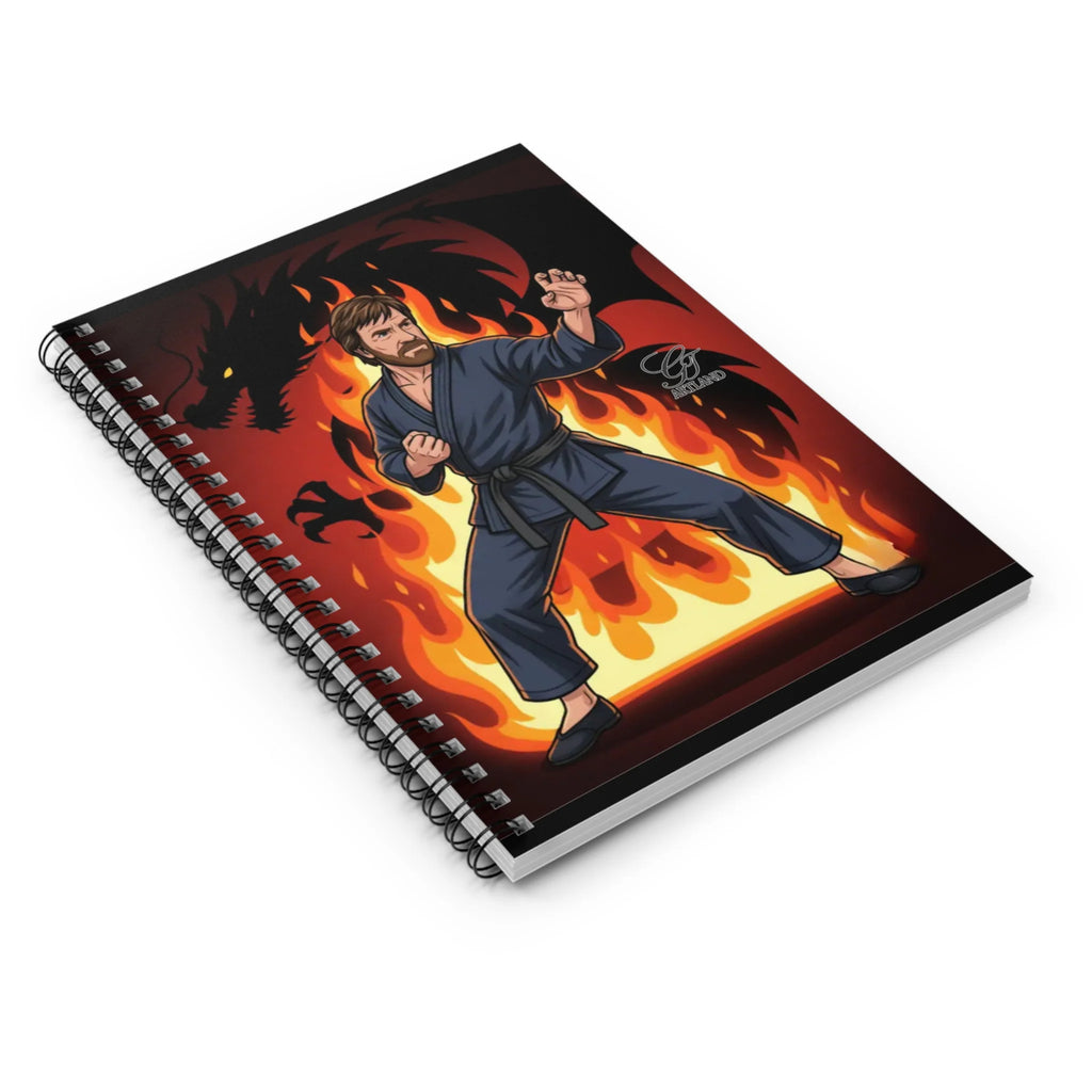 Martial Artist Chuck Norris Dragon Flames Notebook | Spiral Ruled Journal by GT