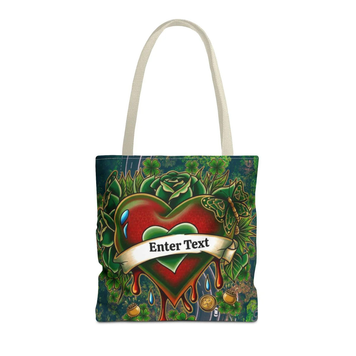 "Lucky Art" Tattoo Heart Urban Shamrock "Custom Text" Nature Splash St. Patrick