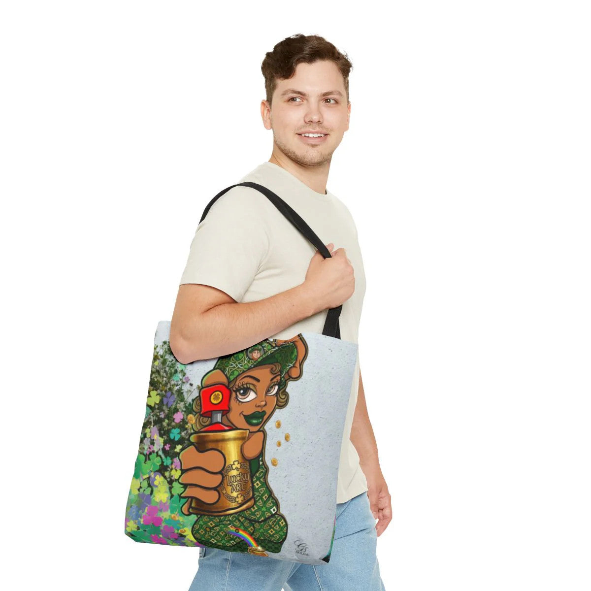 "Lucky Art" Spray Can Ebony Girl St Patrick Theme Designer Tote Bag by GT