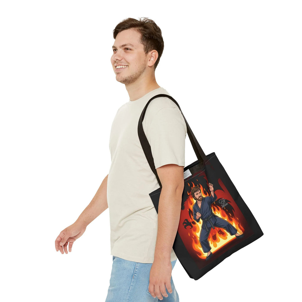Flame Karate Fighter Chuck Norris Tote Bag | Martial Arts Fire Ninja