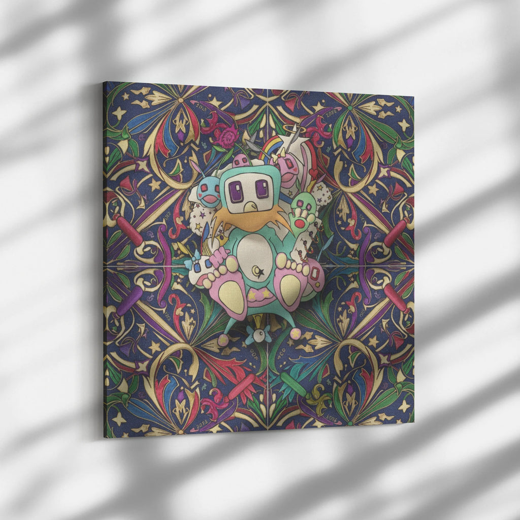 Poon Colorful Playful Masterpiece Monogram Pattern Square Canvas Wrap by GT