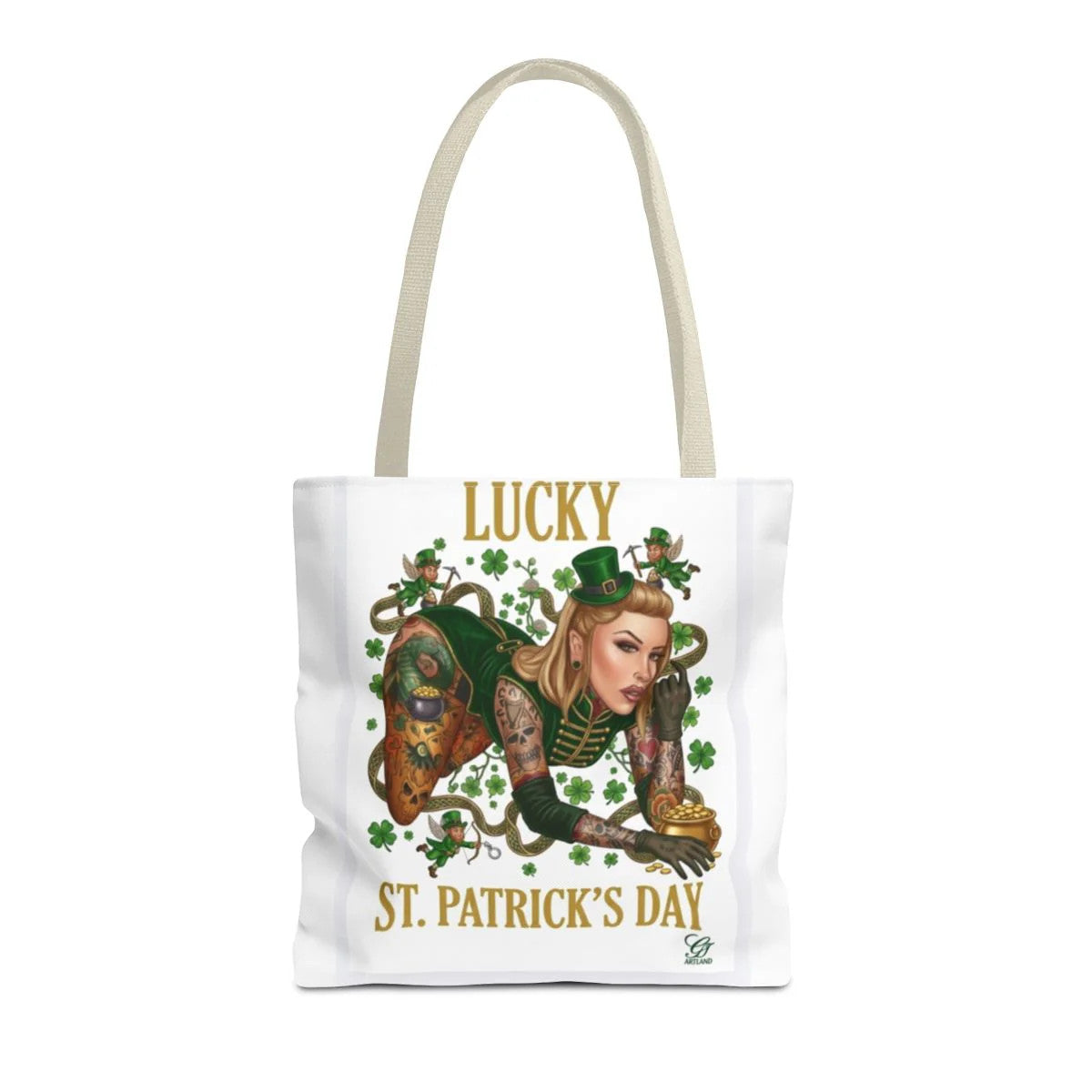 "Lucky" St Patrick's Day Tattoo Hot Sexy Vixen Designer Tote Bag by GT Artland