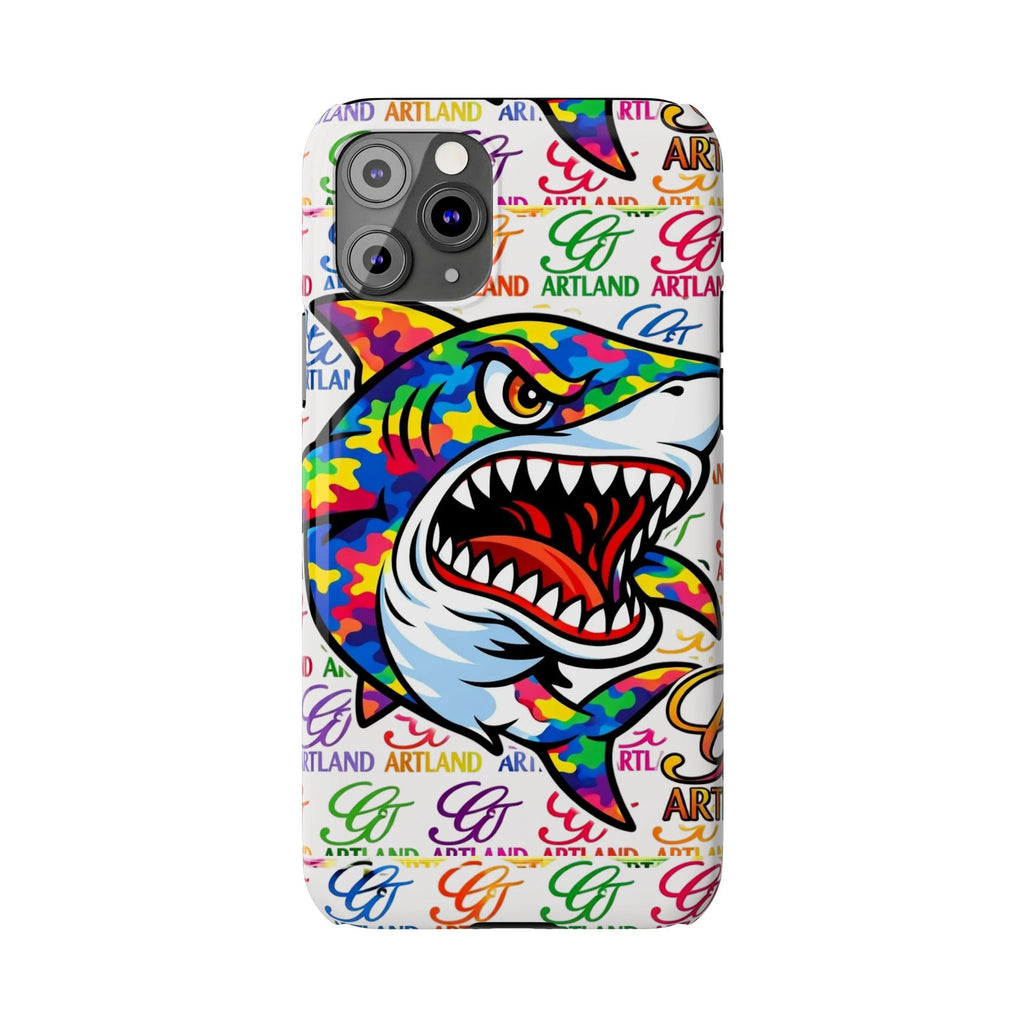 Colorful Camo Designer Shark GT Slim Phone Case | Vibrant Graphic, Artland Logo