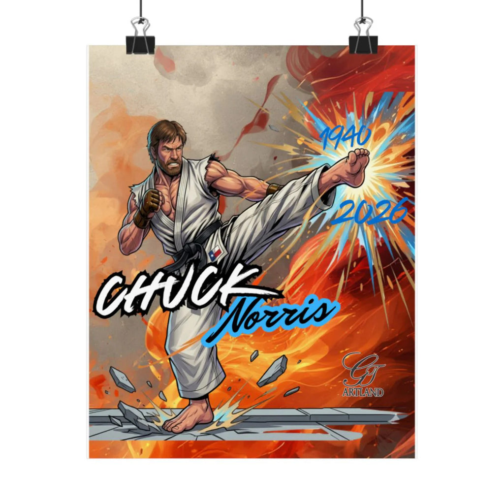 Chuck Norris Martial Arts Legend Urban Toon Matte Vertical Posters by GT Artland