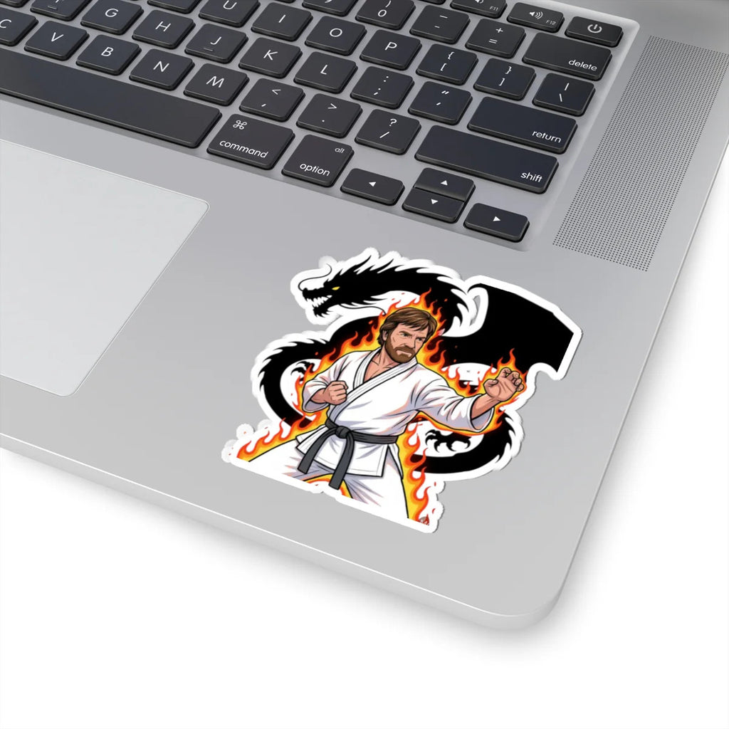 Martial Artist Chuck Norris Dragon Flames Sticker | Kiss-Cut Sticker by GT