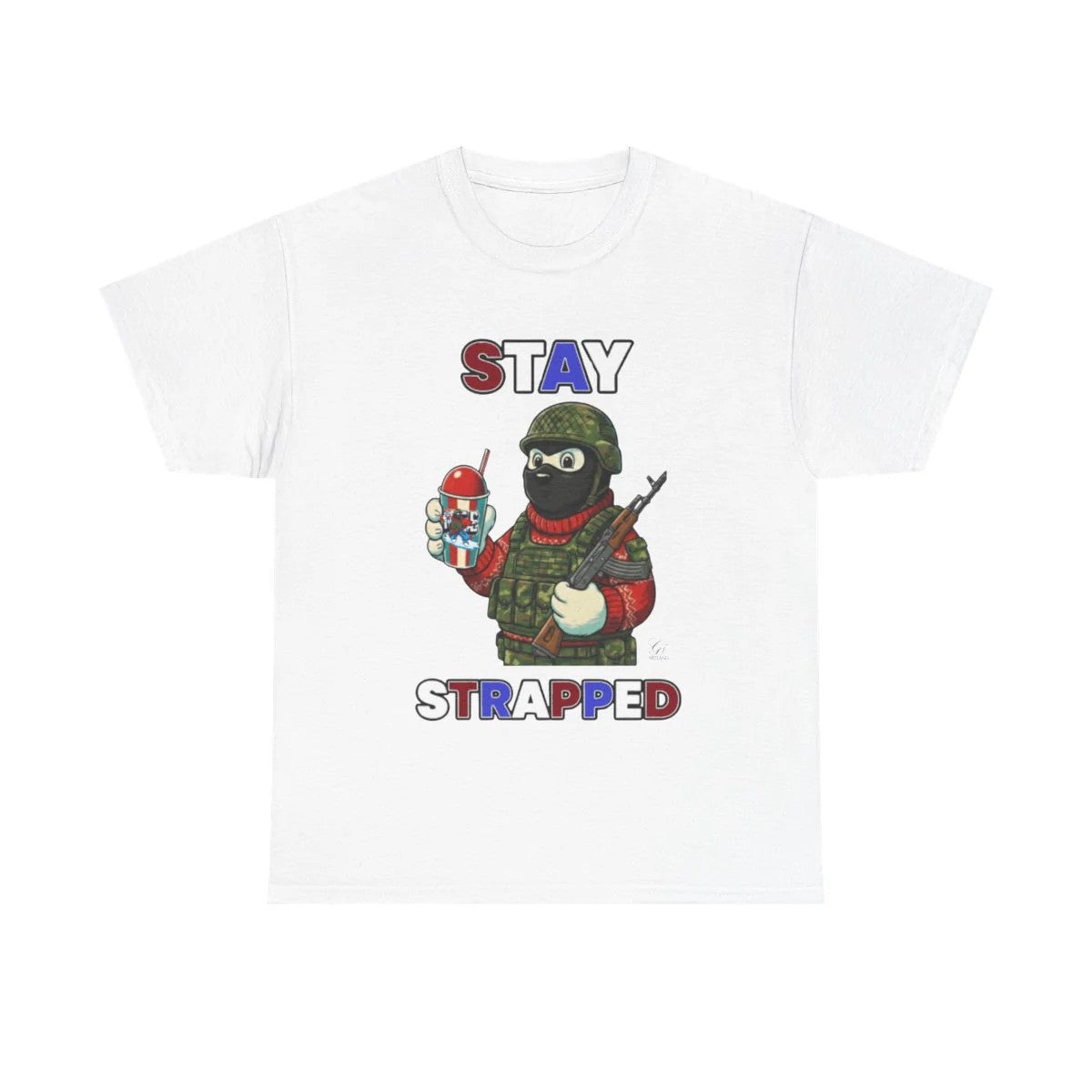 STAY STRAPPED USA ICE Military Bear Unisex Heavy Cotton Tee BY GT ARTLAND