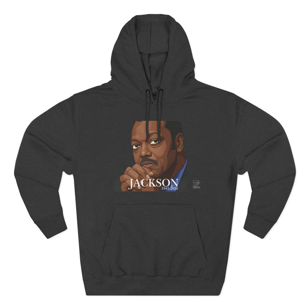 Jesse Jackson Urban Graffiti Art 1941-2026 Three-Panel Fleece Hoodie by GT