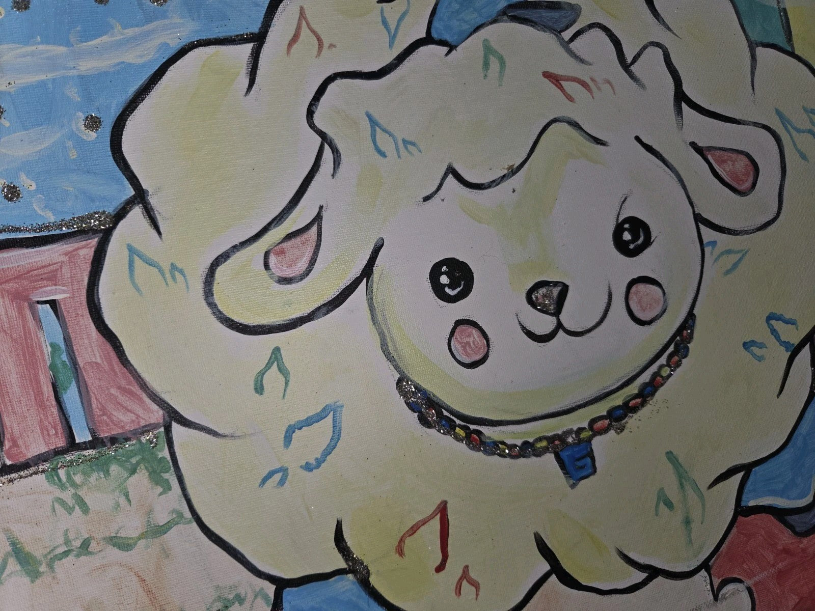 Sheep Autistic Support Puzzle Styled  16 X 20 In Collectors Canvas Painting