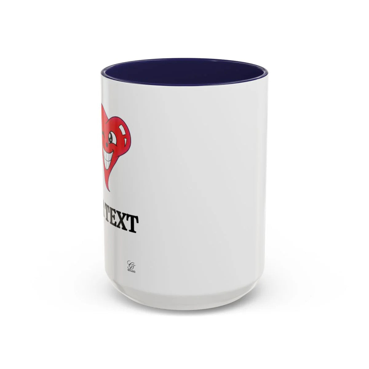 I ️ "Add Any Text" Happy Heart Classic Accent Coffee Mug (11, 15oz) by GT