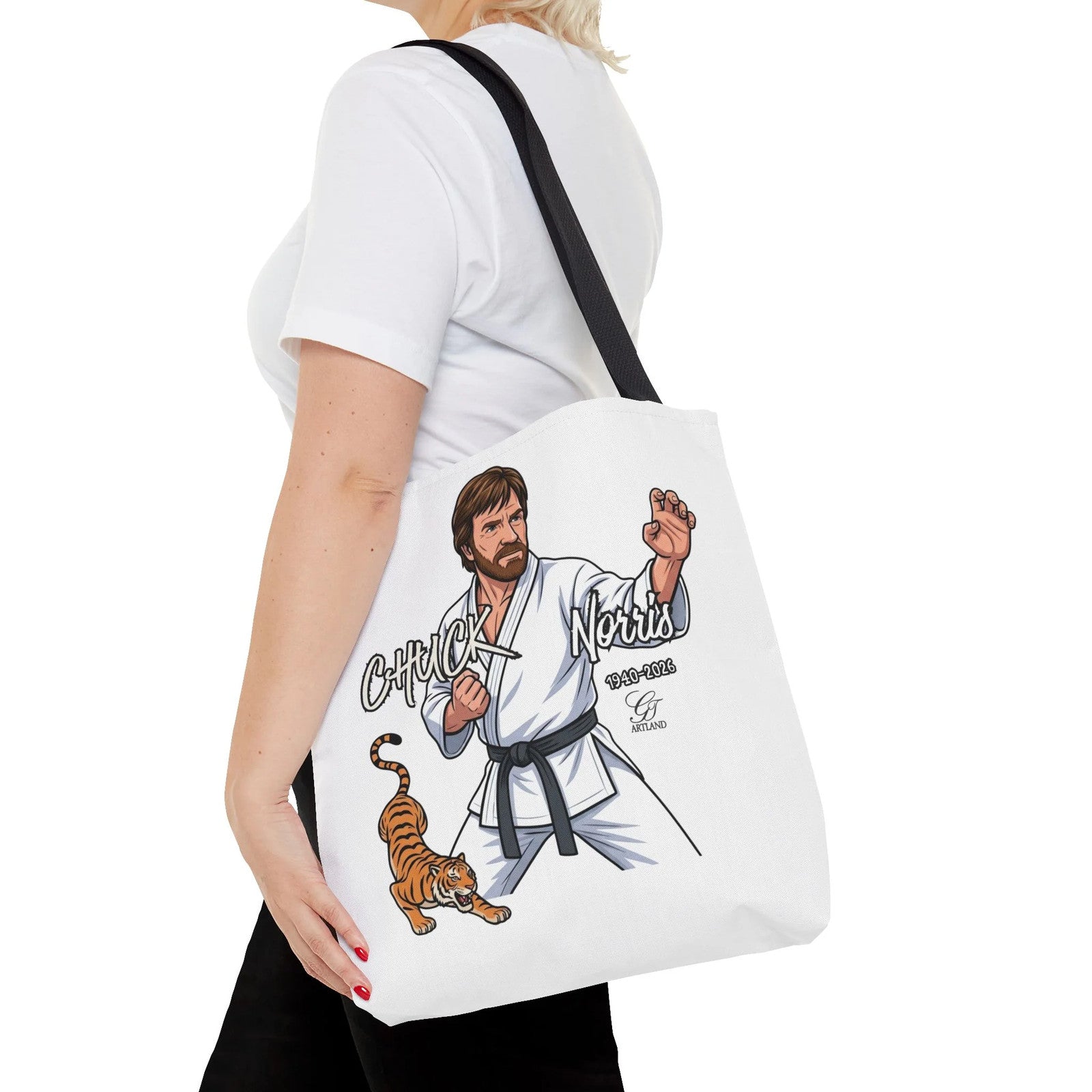 Chuck Norris karate pose Tote Bag | martial arts tiger illustration by GT